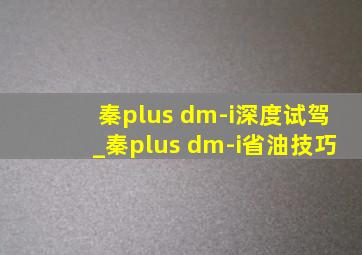 秦plus dm-i深度试驾_秦plus dm-i省油技巧